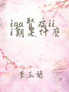 iga肾病iii期是什么