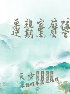 单亲家庭孩子叛逆期怎么管教最合适男孩