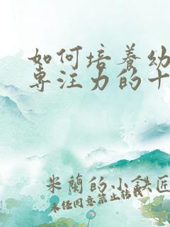 如何培养幼儿的专注力的十种方法