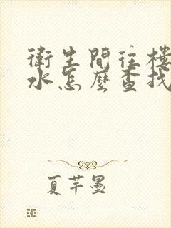 卫生间往楼下漏水怎么查找漏水点