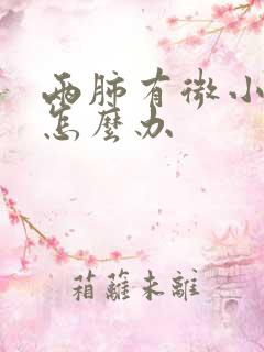 两肺有微小结节怎么办