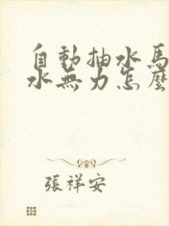 自动抽水马桶冲水无力怎么办