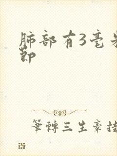 肺部有3毫米结节