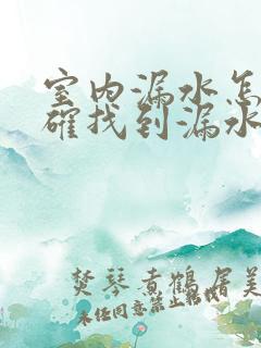 室内漏水怎么准确找到漏水点