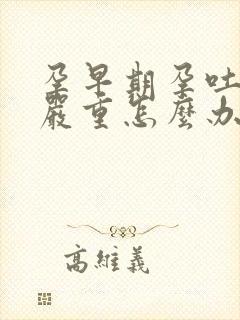 孕早期孕吐反应严重怎么办