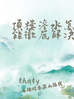 顶楼渗水怎么才能彻底解决