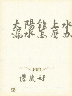 太阳能上水接头漏水怎么办