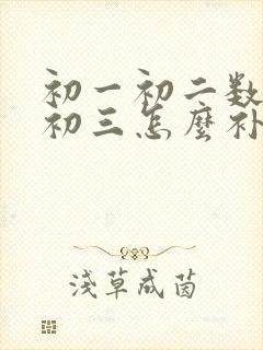 初一初二数学差初三怎么补救