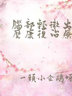 脑部轻微出血怎么康复治疗