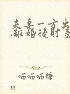 夫妻一方出轨了,离婚后财产怎么分割