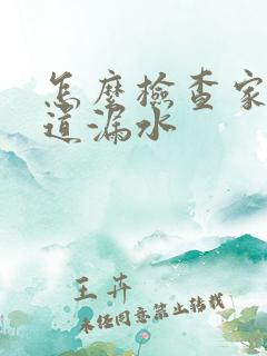 怎么检查家里管道漏水