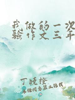 我做的一次小实验作文三年级