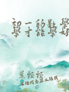 初一的数学怎么学才能学好