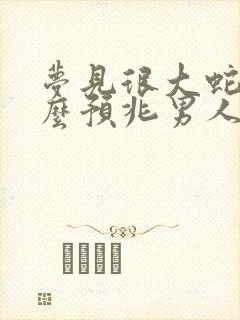 梦见很大蛇是什么预兆男人周公解梦