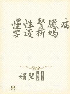 慢性肾脏病4期要透析吗