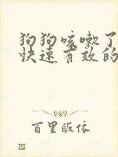 狗狗咳嗽了怎么快速有效的治疗