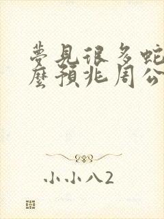 梦见很多蛇是什么预兆周公解梦