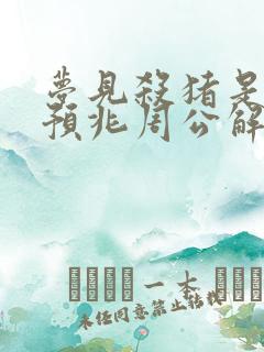 梦见杀猪是什么预兆周公解梦