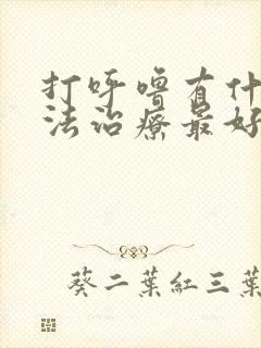 打呼噜有什么办法治疗最好