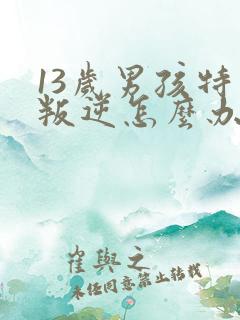 13岁男孩特别叛逆怎么办