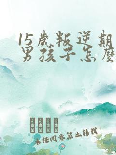 15岁叛逆期的男孩子怎么管教比较好