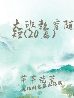 大班教育随笔简短(20篇)