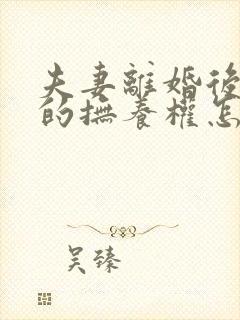 夫妻离婚后孩子的抚养权怎么判