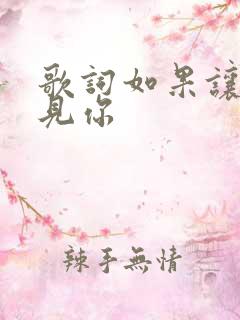 歌词如果让我遇见你