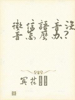 微信语音没有声音怎么办?