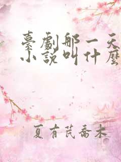 台剧那一天原著小说叫什么