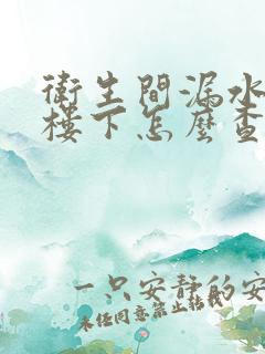 卫生间漏水 到楼下怎么查找漏水点