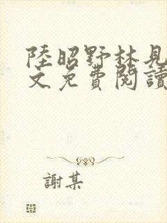 陆昭野林见疏全文免费阅读