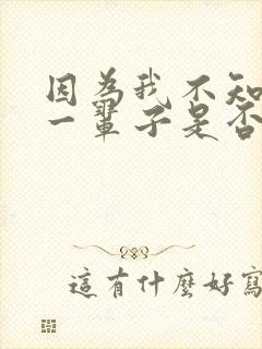 因为我不知道下一辈子是否遇见你