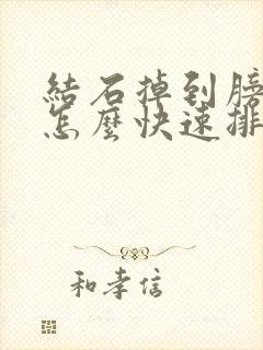 结石掉到膀胱里怎么快速排出