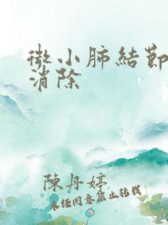 微小肺结节怎么消除