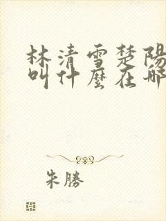 林清雪楚阳小说叫什么在哪里看