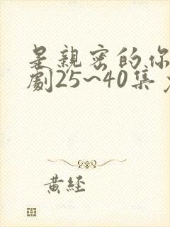 是亲密的你电视剧25~40集免费