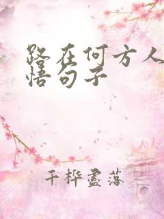 路在何方人生感悟句子