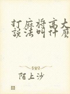 打麻将高大上的说法叫什么