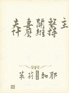 夫妻关系主要靠什么维持