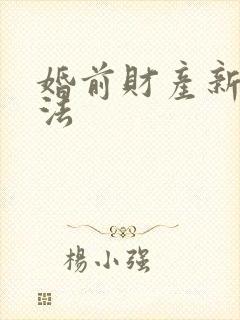 婚前财产新婚姻法