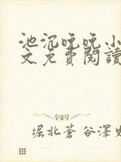 池沉晚晚小说全文免费阅读最新章节