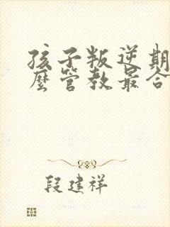 孩子叛逆期逆怎么管教最合适男孩