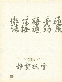 微信语音通话无法接通的原因