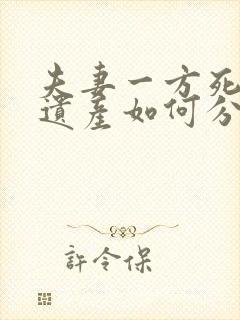 夫妻一方死后,遗产如何分配