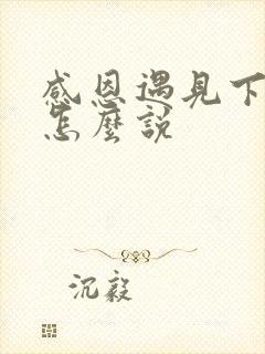 感恩遇见下一句怎么说