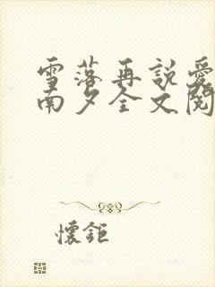 雪落再说爱你宋南夕全文阅读