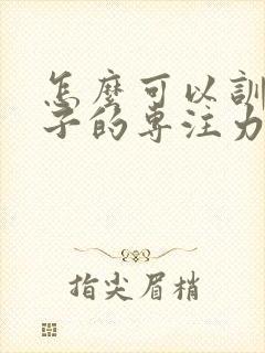 怎么可以训练孩子的专注力