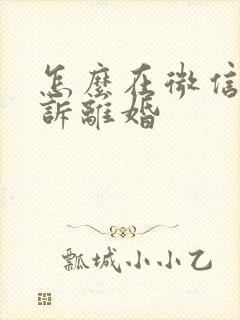 怎么在微信上起诉离婚