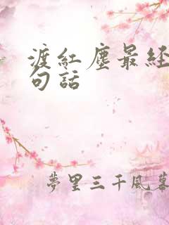 渡红尘最经典十句话